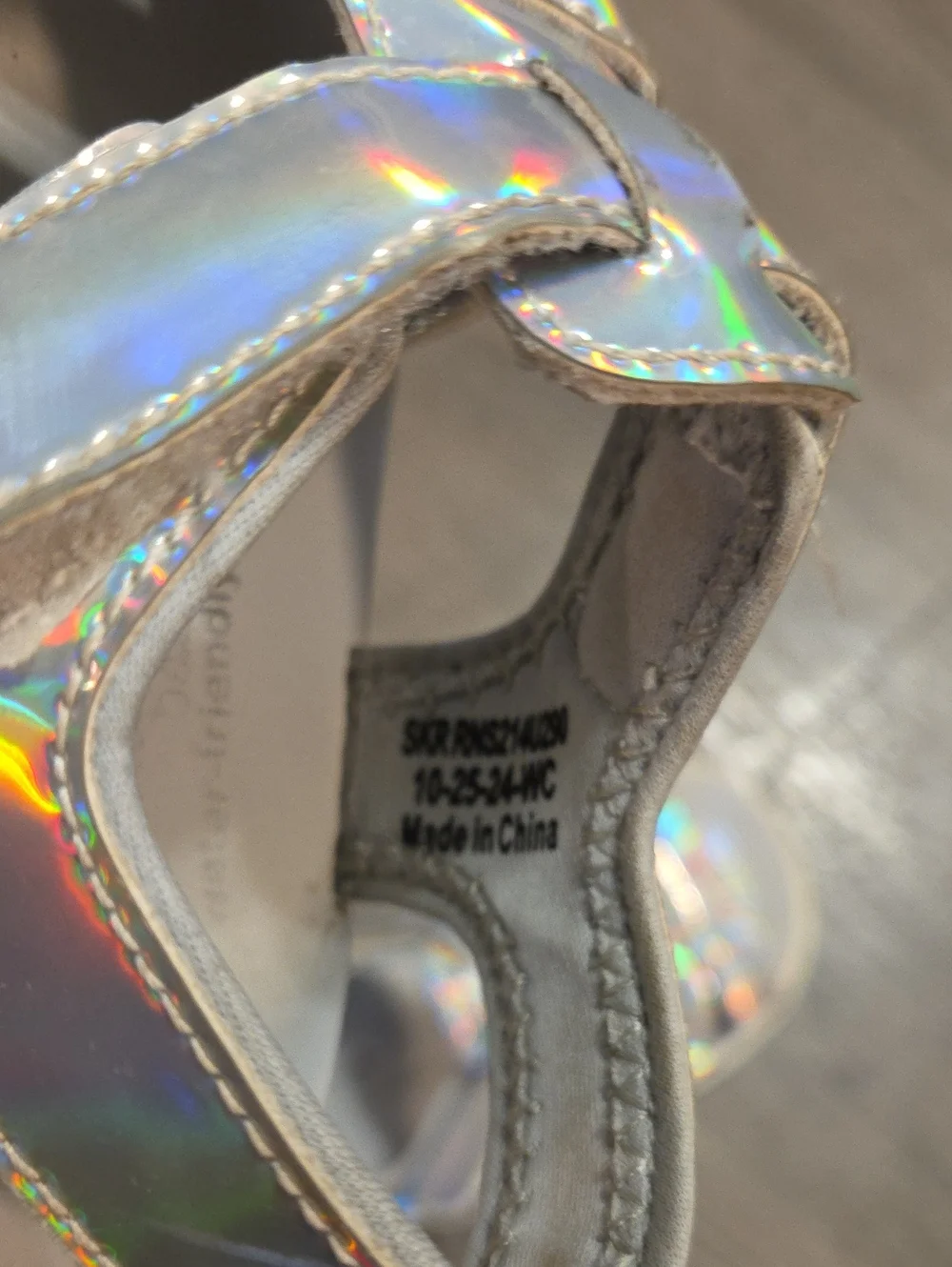 See Kai Run • Girls' Holographic Silver Sandals with Adjustable Velcro Straps